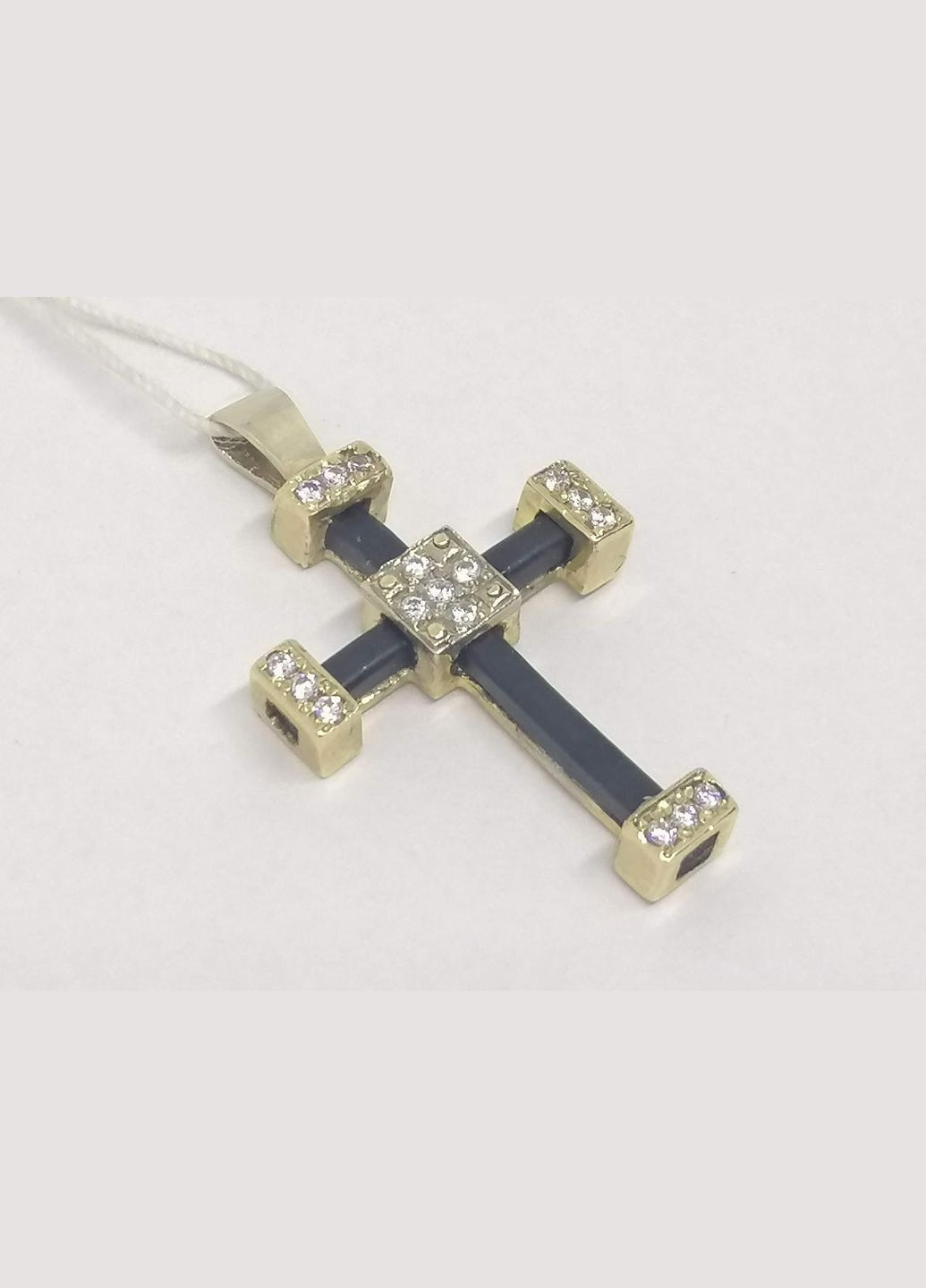 Золотий хрестик з каучуком і фіанітами. 3541757Ж Гаразд (315786719)