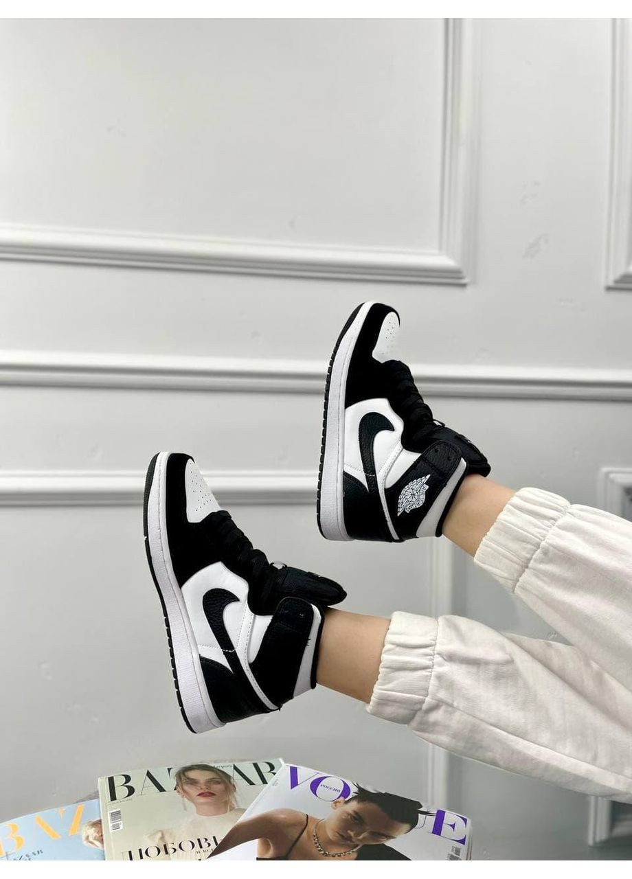 КРОСІВКИ ЖІНОЧІ NIKE AIR JORDAN 1 RETRO HIGH BLACK WHITE 3 НАЙК АІР ДЖОРДАН No Brand чорні демісезони (367169034)