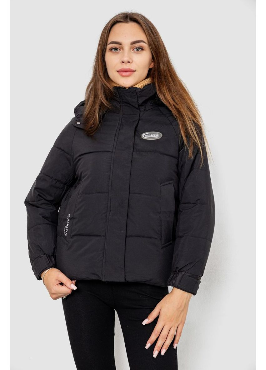 Черная куртка женская демисезонная с рукавом реглан, 244re115 Ager