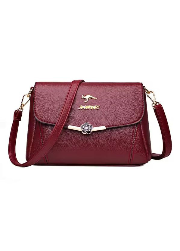 Женская мягкая кожаная сумка через плечо с ремешком Красная 24х15х8 см No Brand (322784982)