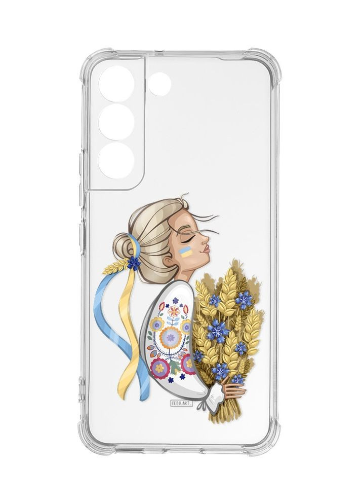 Чехол с утолщёнными углами на Samsung Galaxy S22:: Украинка с колосками (патриотический принт 173) Creative (360679516)