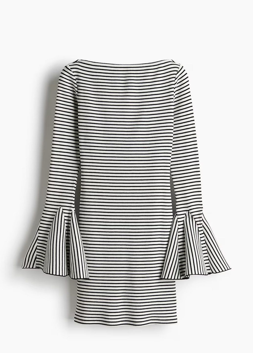 Молочное кэжуал платье H&M в полоску