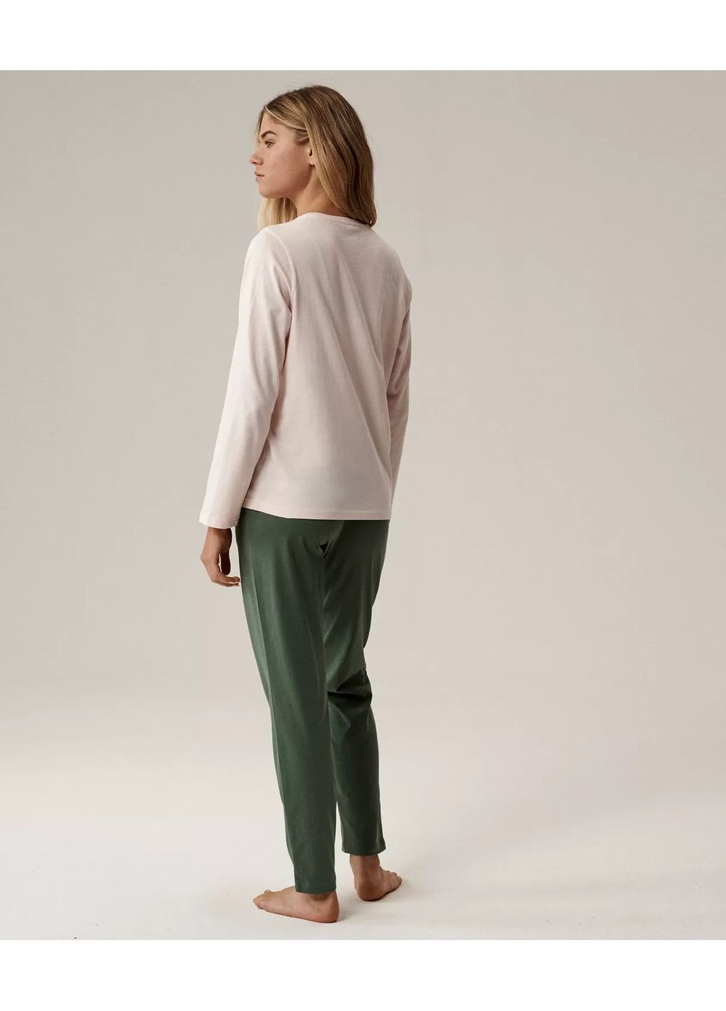 Зеленая всесезон женская хлопковая пижама кофта + брюки Atlantic