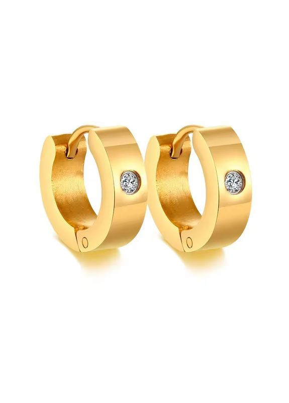 Сережка з каменем 1 шт. широка золотиста чоловіча жіноча Fashion (324835619)