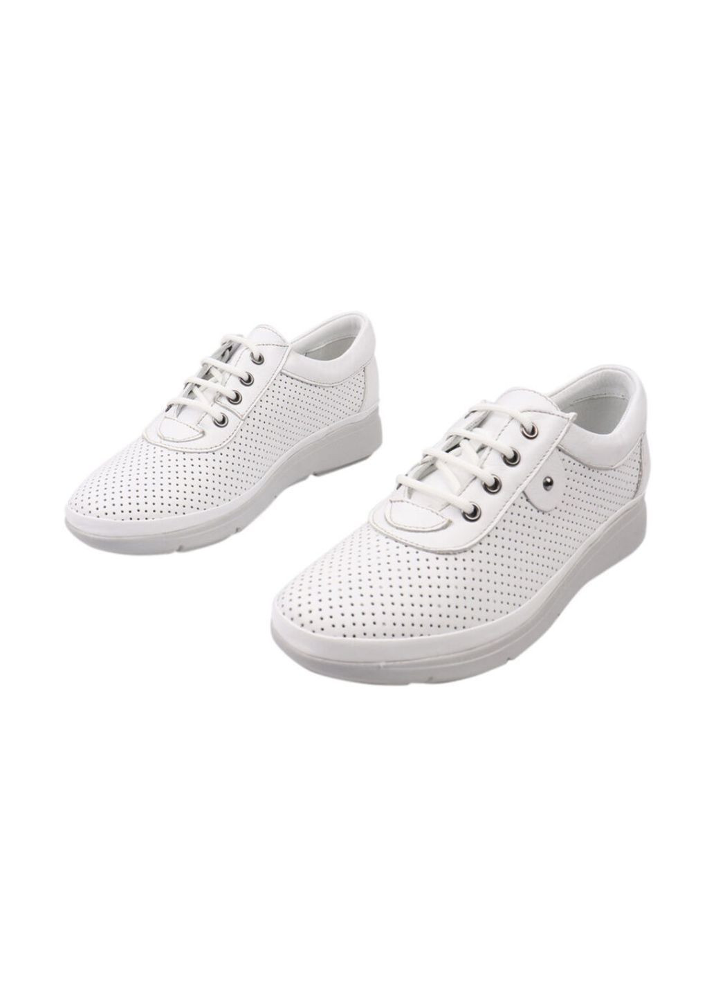 Білі кеди жіночі з натуральної шкіри, на низькому ходу, на шнурівці, колір білий, туреччина Trio Trend 49-20/24LTCP