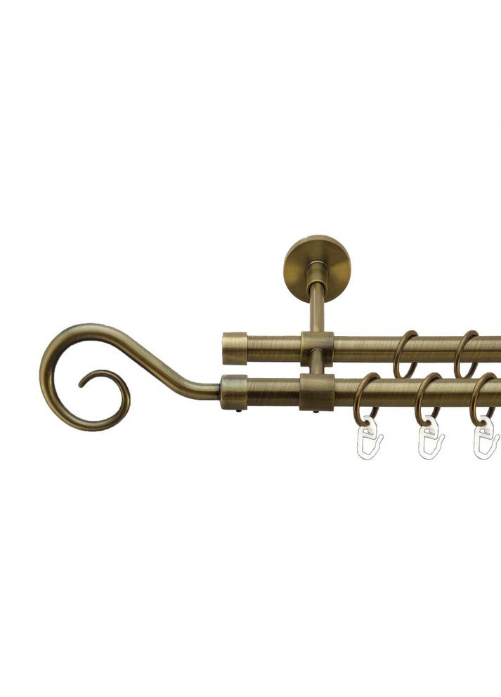 Карниз Гак металлический двухрядный закрытый гладкая труба Антик 16\16 мм 160 см (7329379) ORVIT (300797497)