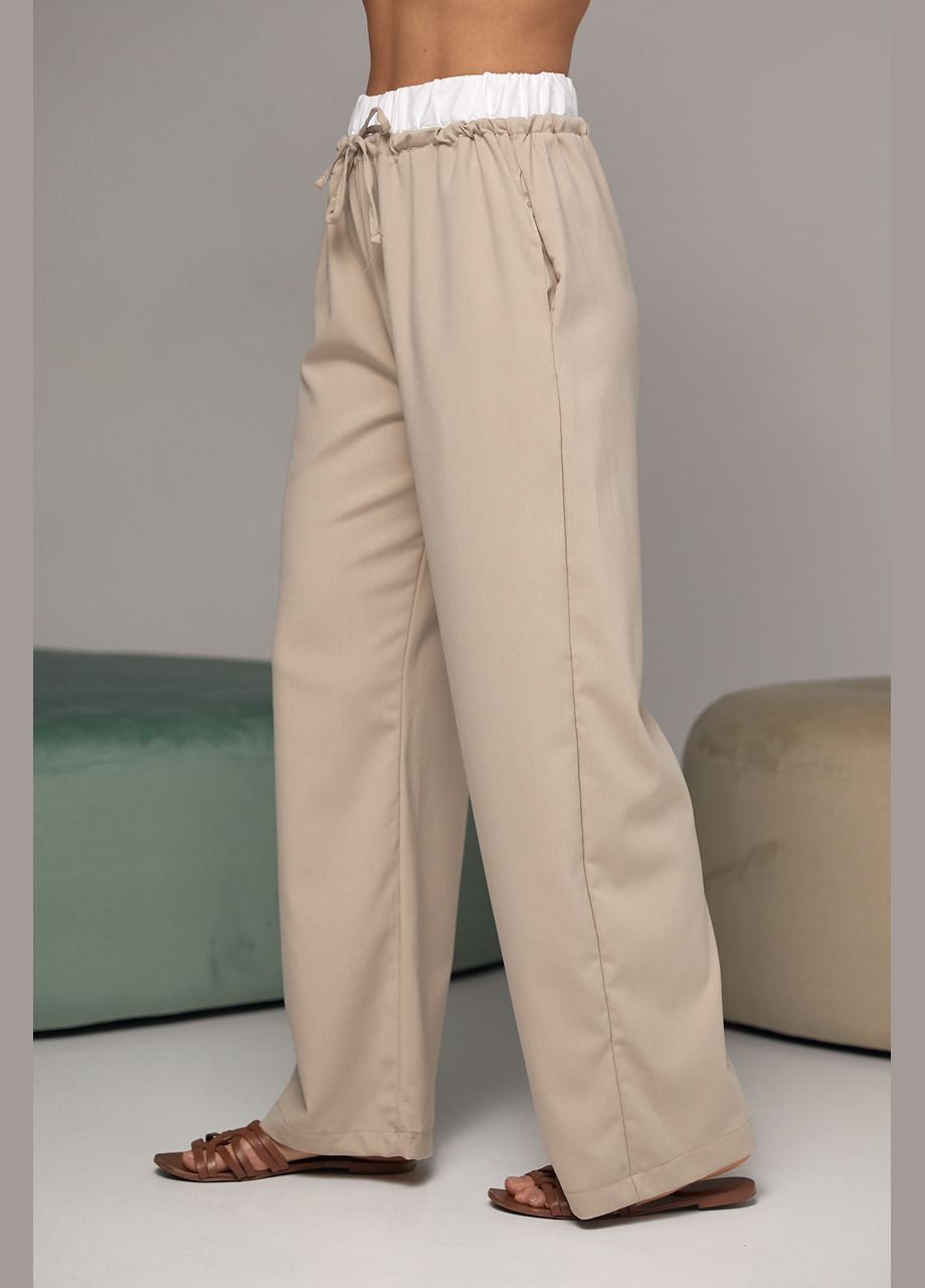 Жіночі брюки на зав'язках з білою гумкою на талії Lurex (278400641)