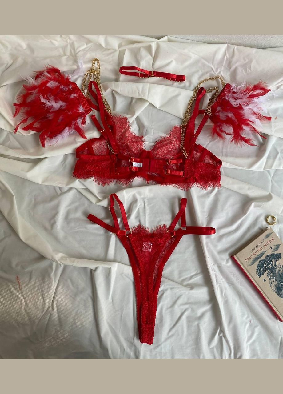 Червоний демісезонний жіночий комплект нижньої білизни No Brand