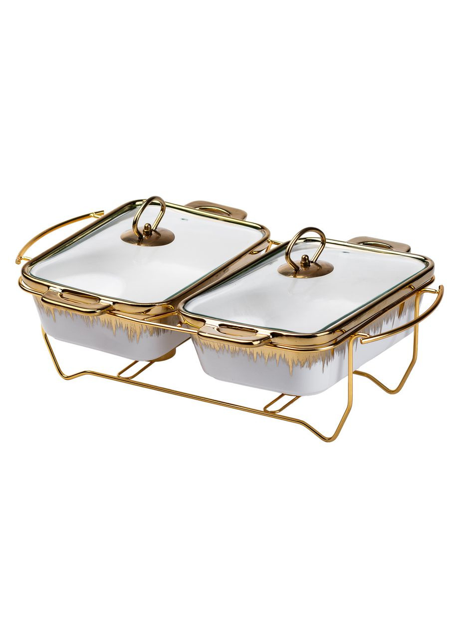 Порцелянаовий марміт на 2 секції по 1 л золото HP1042 Jooki (358706244)