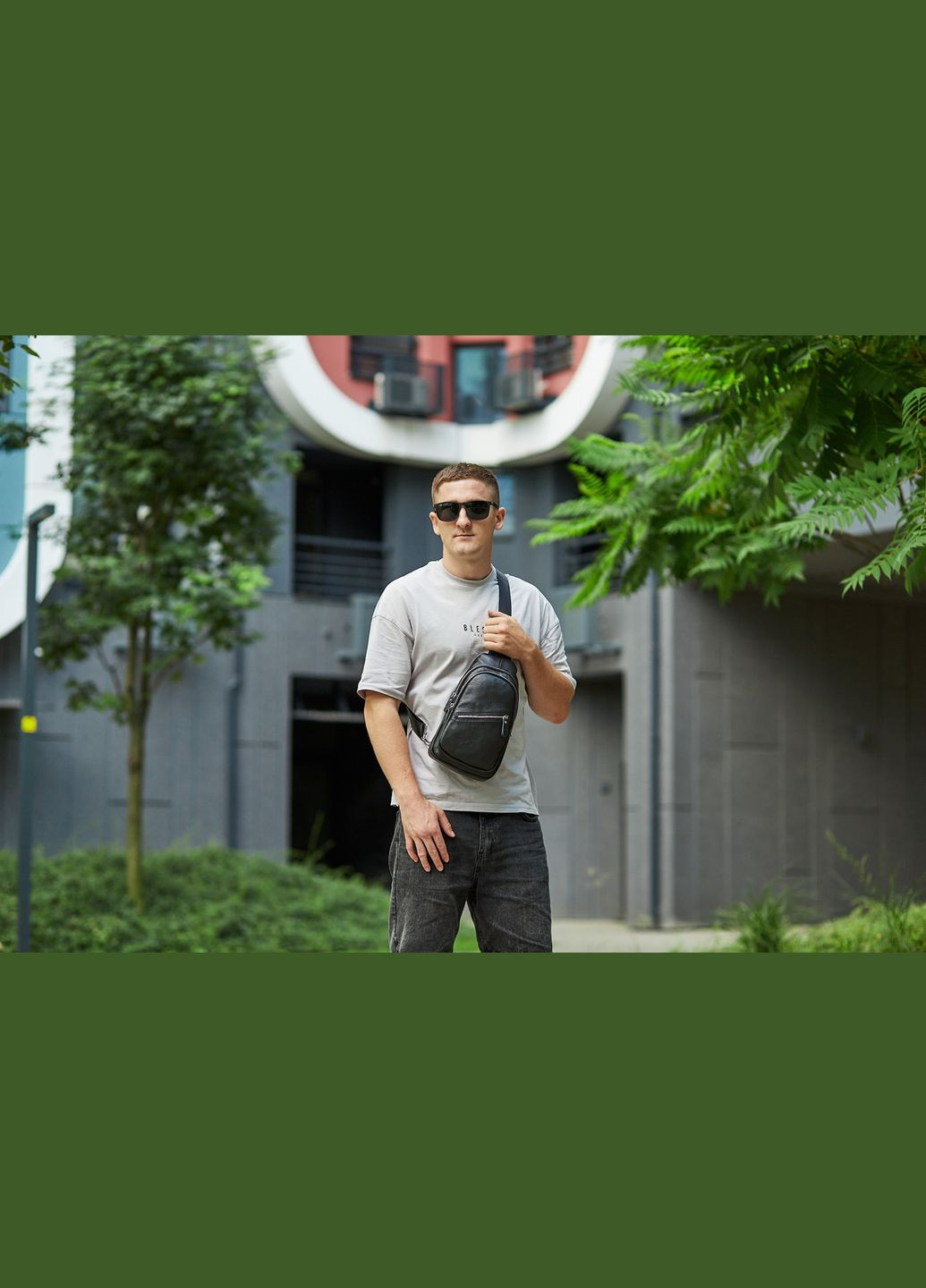 Кожаная мужская нагрудная сумка слинг 79906 Tiding Bag (359380720)