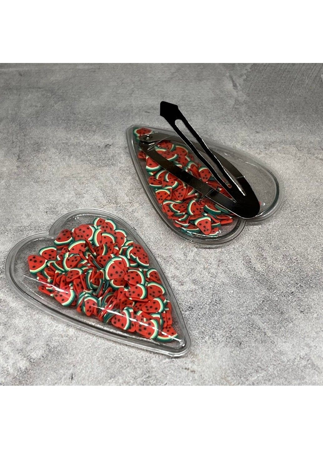 Силіконова заготовка для заколок з наповнювачем - Кавунчик, розмір 6*4 см, арт 08015, 1 пара No Brand (325696669)