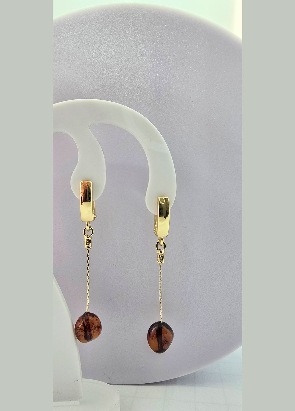 Серьги 3268 из натурального янтаря коньячный оттенок MINOV (332769500)