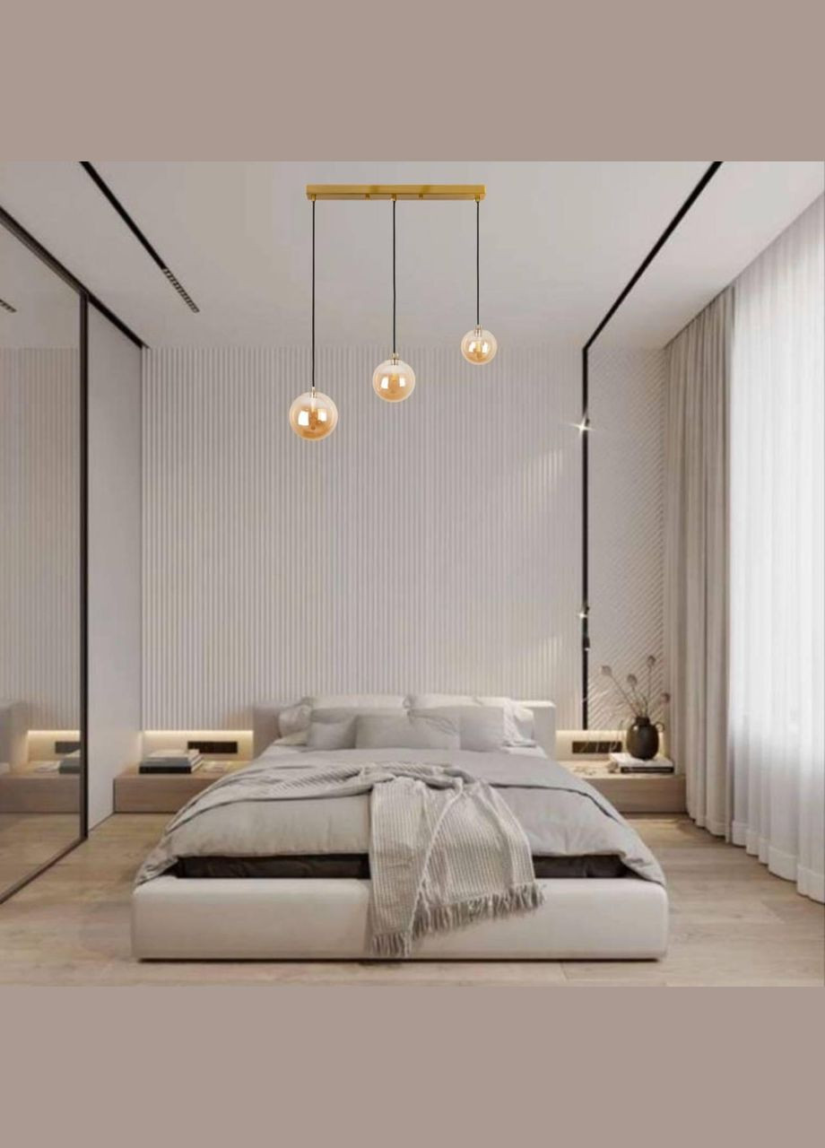 Бронзовая люстра с кофейными 10/12/15см плафонами (61-P151F-3 BRZ+BR 500) No Brand (370072157)