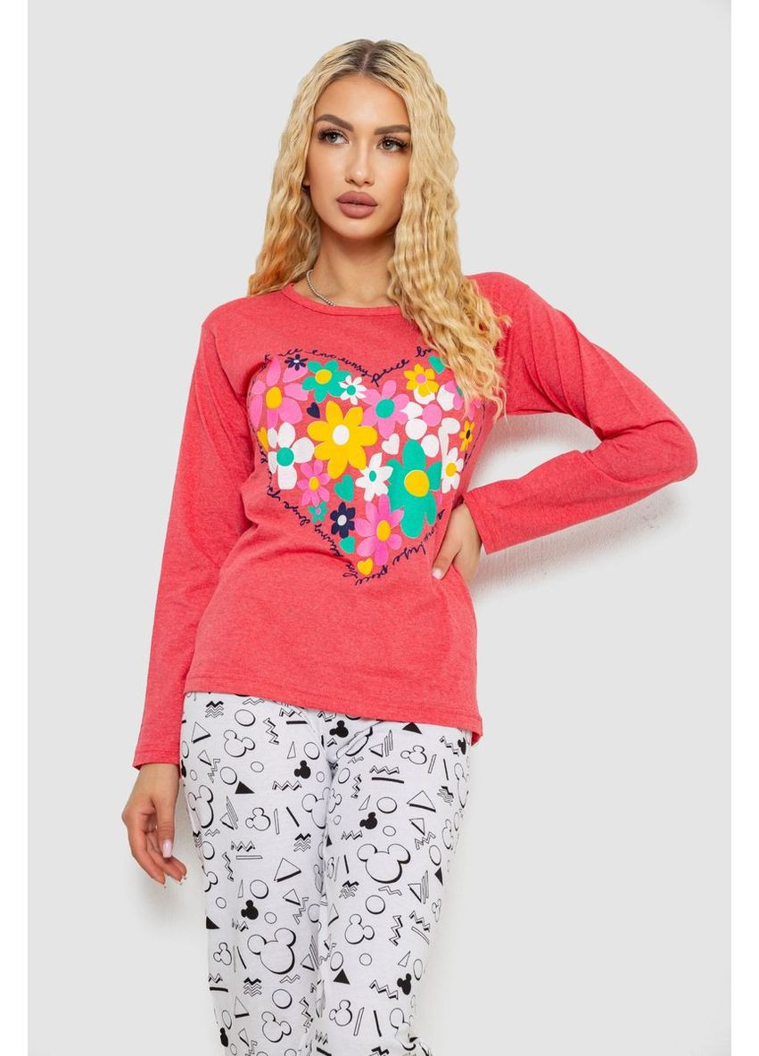 Коралловая женская пижама с принтом, 243r1051 Ager