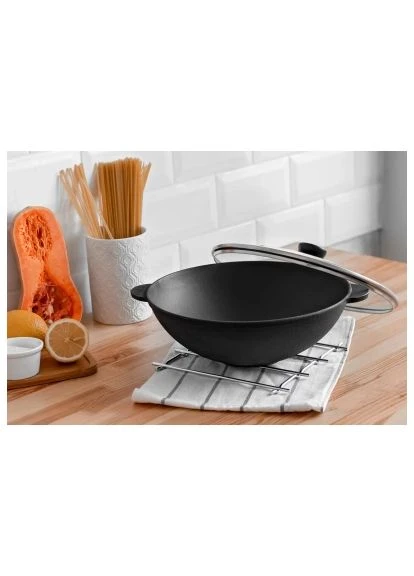 Сковорода чавунна WOK з чавунною кришкою 3,7 л 280х96 мм (W28-1) Brizoll чавунна WOK з чавунною кришкою 3, 7 л 280х96 мм (370892334)