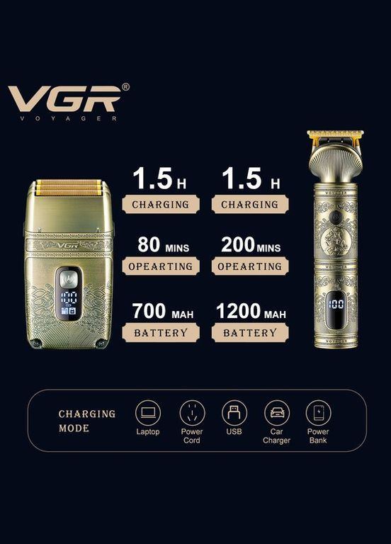 Триммер на аккумуляторе с насадками 2 в 1 - для стрижки волос и бороды (2038402812) VGR 649 (328261708)