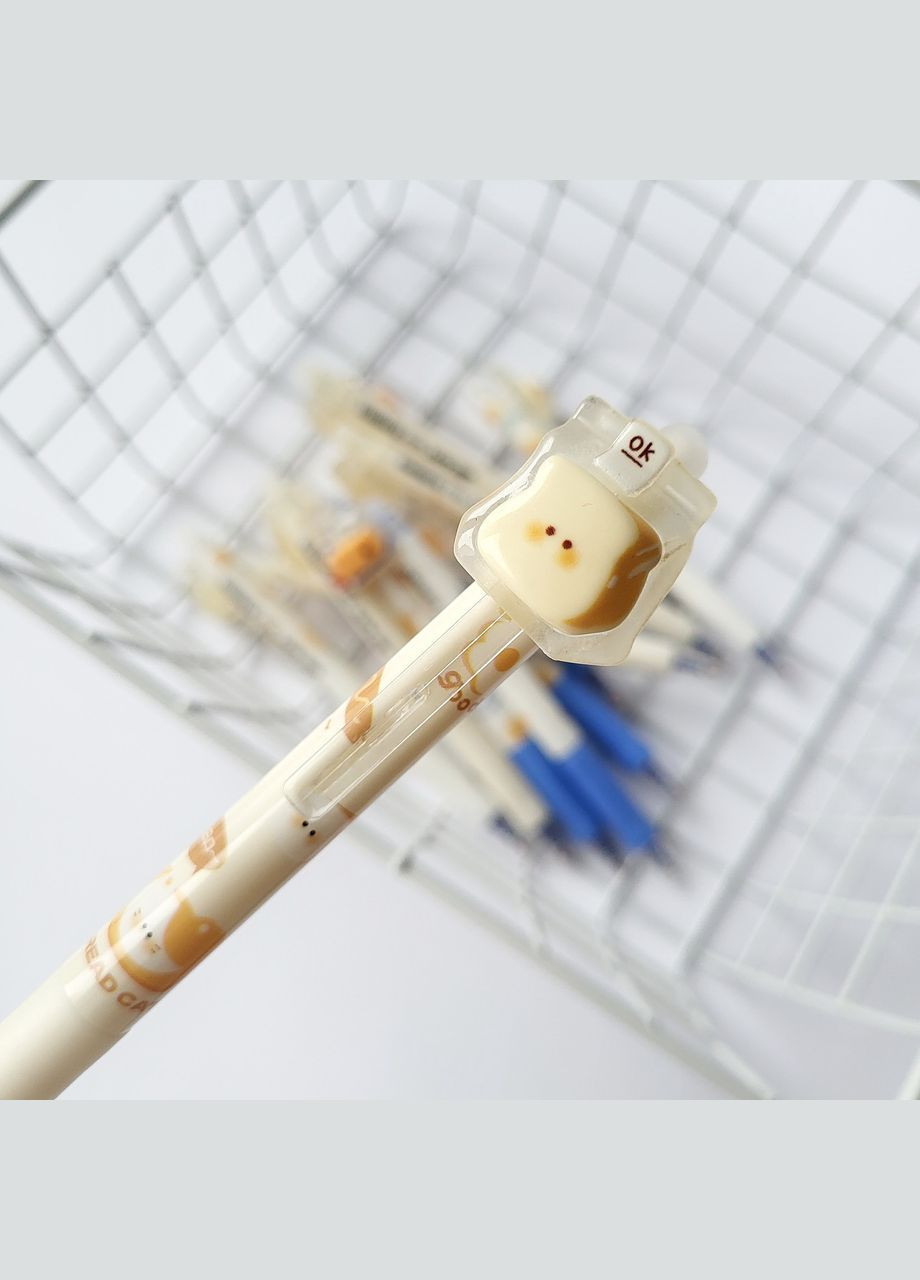 Гелевая ручка пиши-стирай в корейском стиле с объемной фигуркой тост, синяя гелевая паста No Brand (320916981)