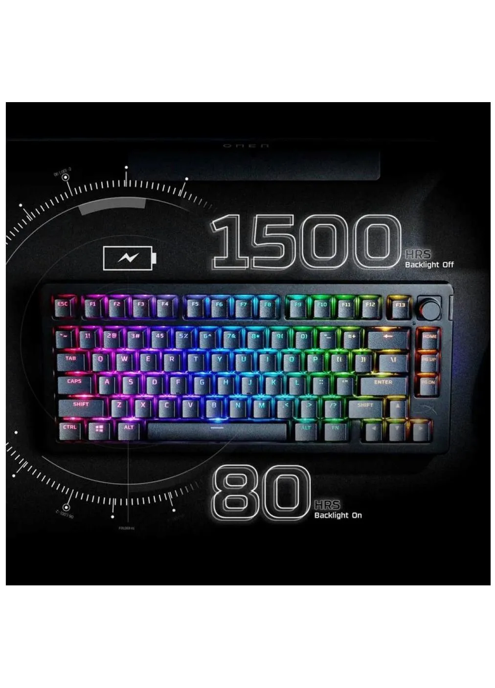 Клавіатура Alloy Rise 75 PBT HX Red Wireless UA Black (91Y91AA) HyperX (390924778)
