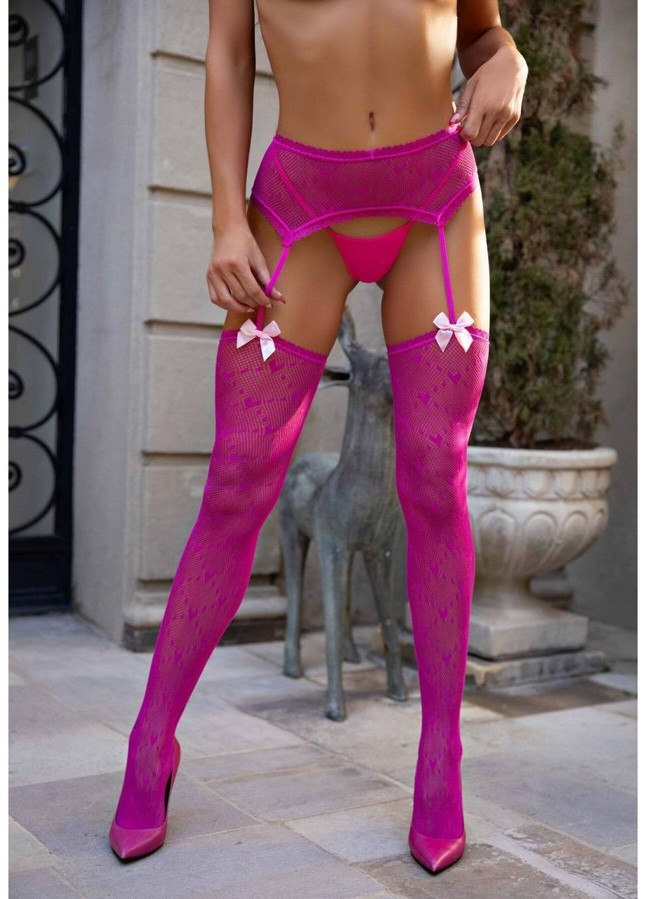 Колготки-чулки Leg Avenue Heart Garterbelt Stockings One Size Magenta No Brand (362453533)