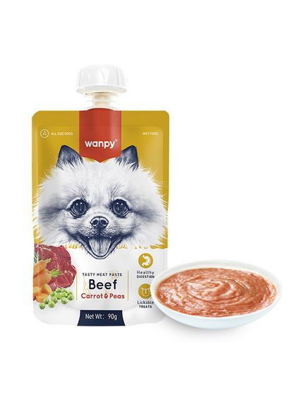Кремсуп для собак Beef Carrot & Pea с говядиной и морковью 90 г (6927749870227) Wanpy (293276967)