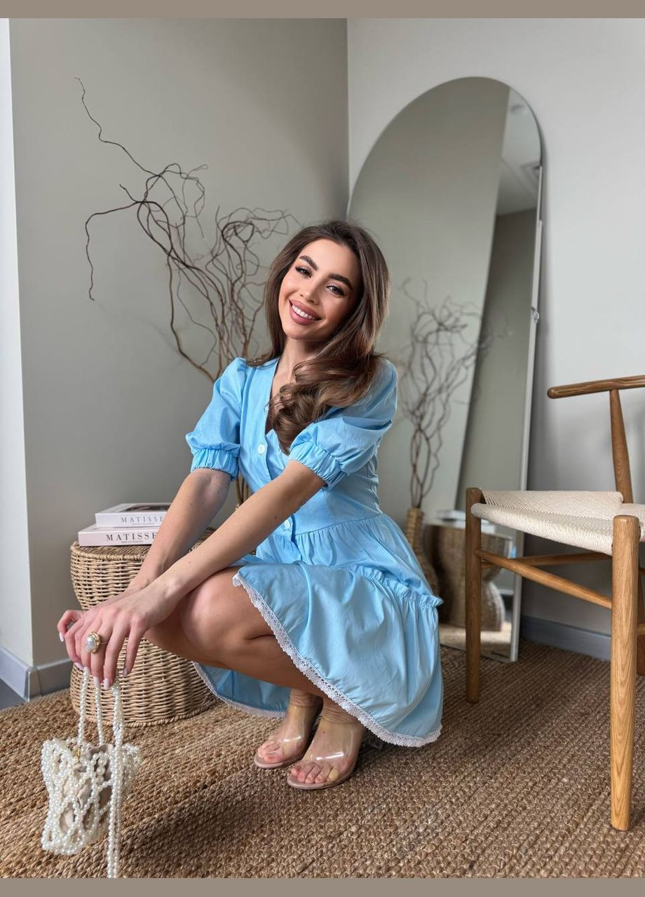 Голубое пляжное, кэжуал, коктейльное, вечернее женское платье клеш FINO Mode