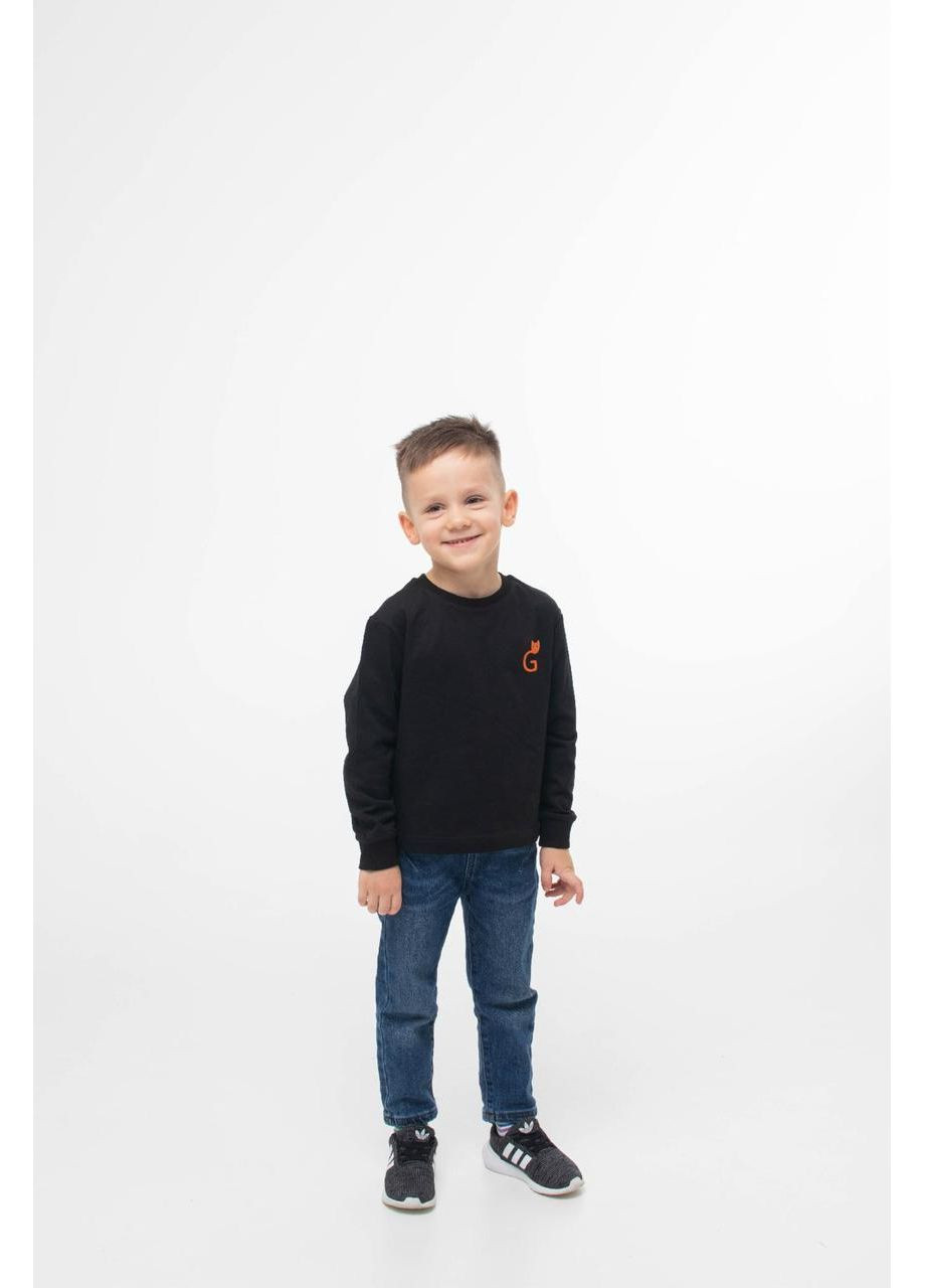 Черная демисезонная лонгслив с лого для мальчиков Ginger Cat