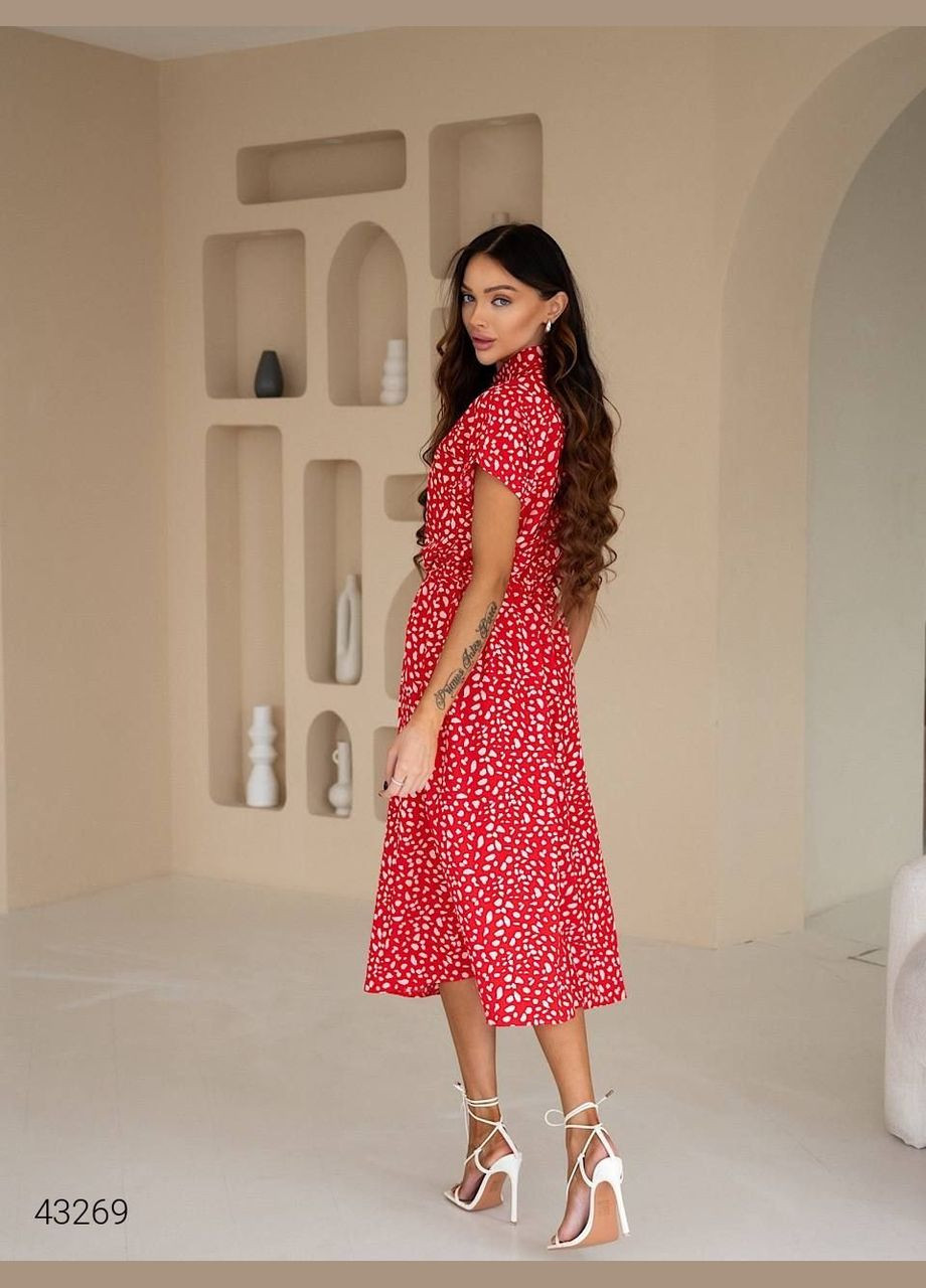 Красное повседневный платье Liton с абстрактным узором