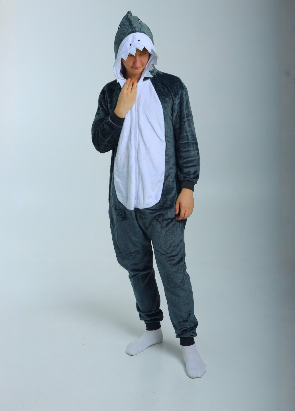 Кігурумі піжама Акула Мегалодон чоловіча сіра плюшева Lalapka (367837465)