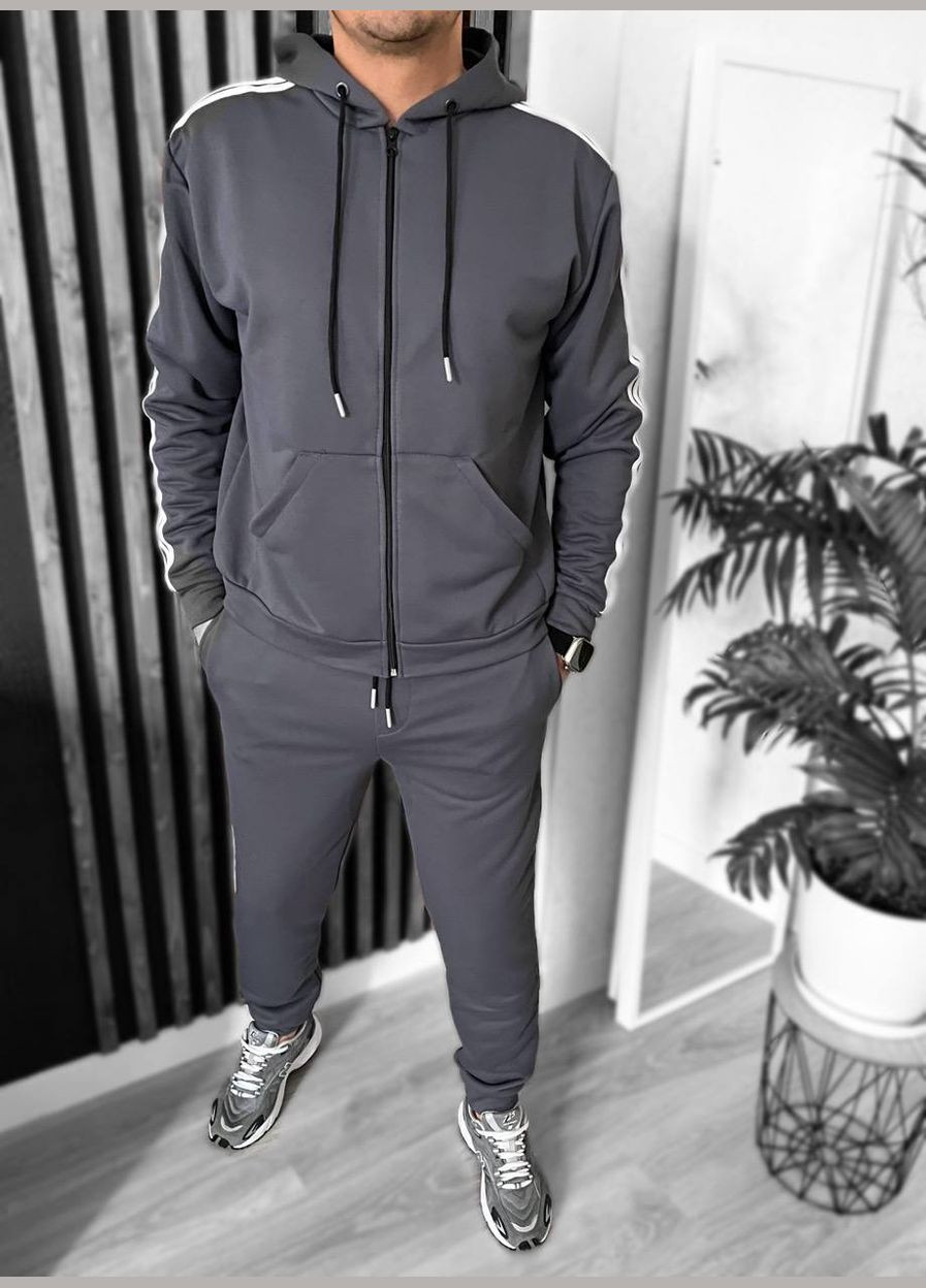 Темно-сірий демісезонний стильний спортивний костюм чоловічий Adelante
