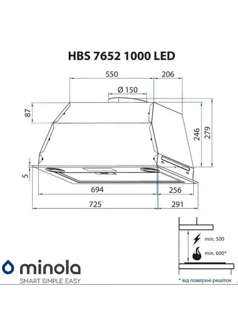 Вытяжка встроенная HBS 7652 I 1000 LED MINOLA (339080783)