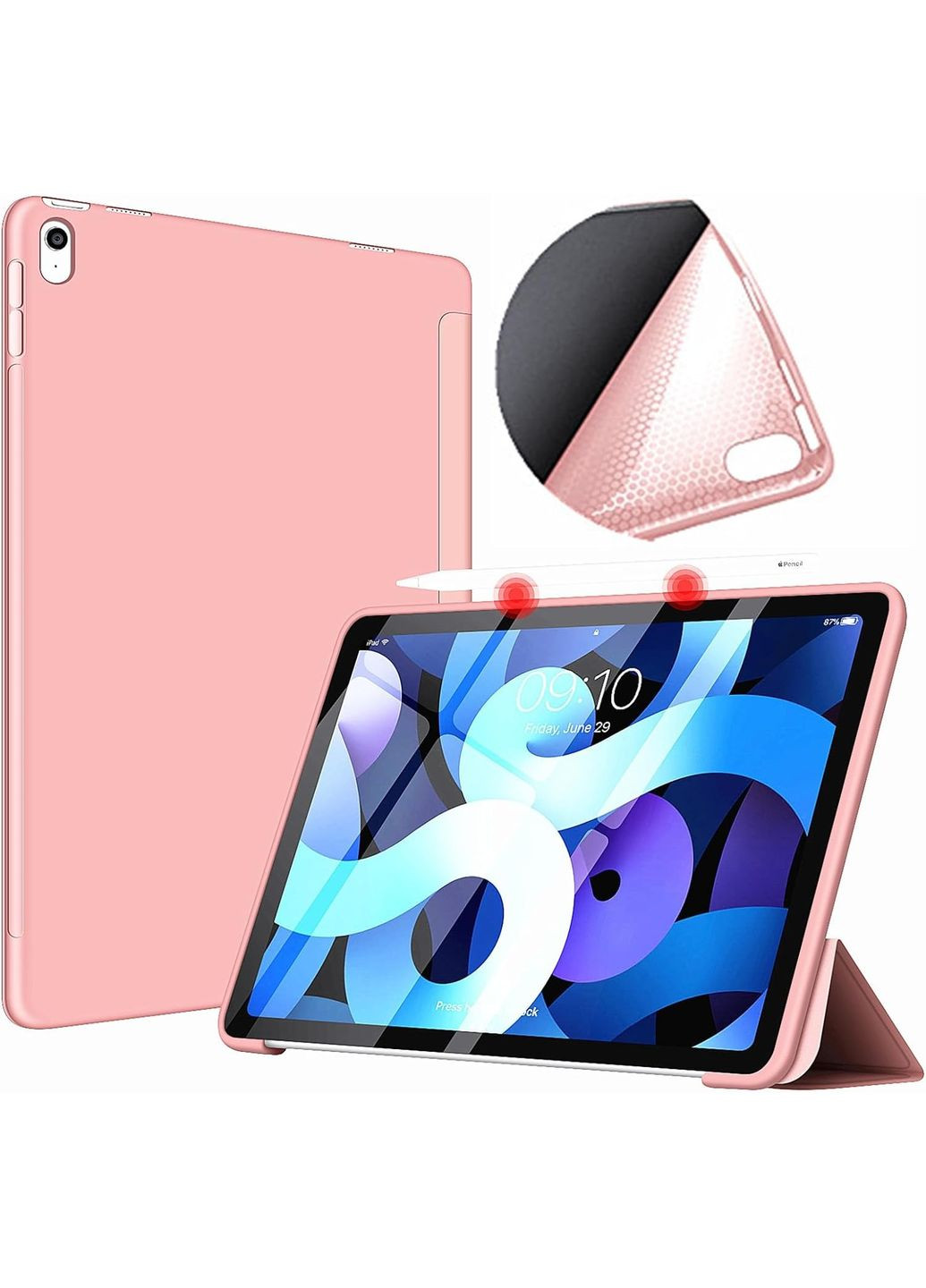 Чехол-книга Tri Fold Soft TPU Silicone для Apple iPad Air (4/5) 2020/2022 10.9" Pink (711133) BeCover (368679974)
