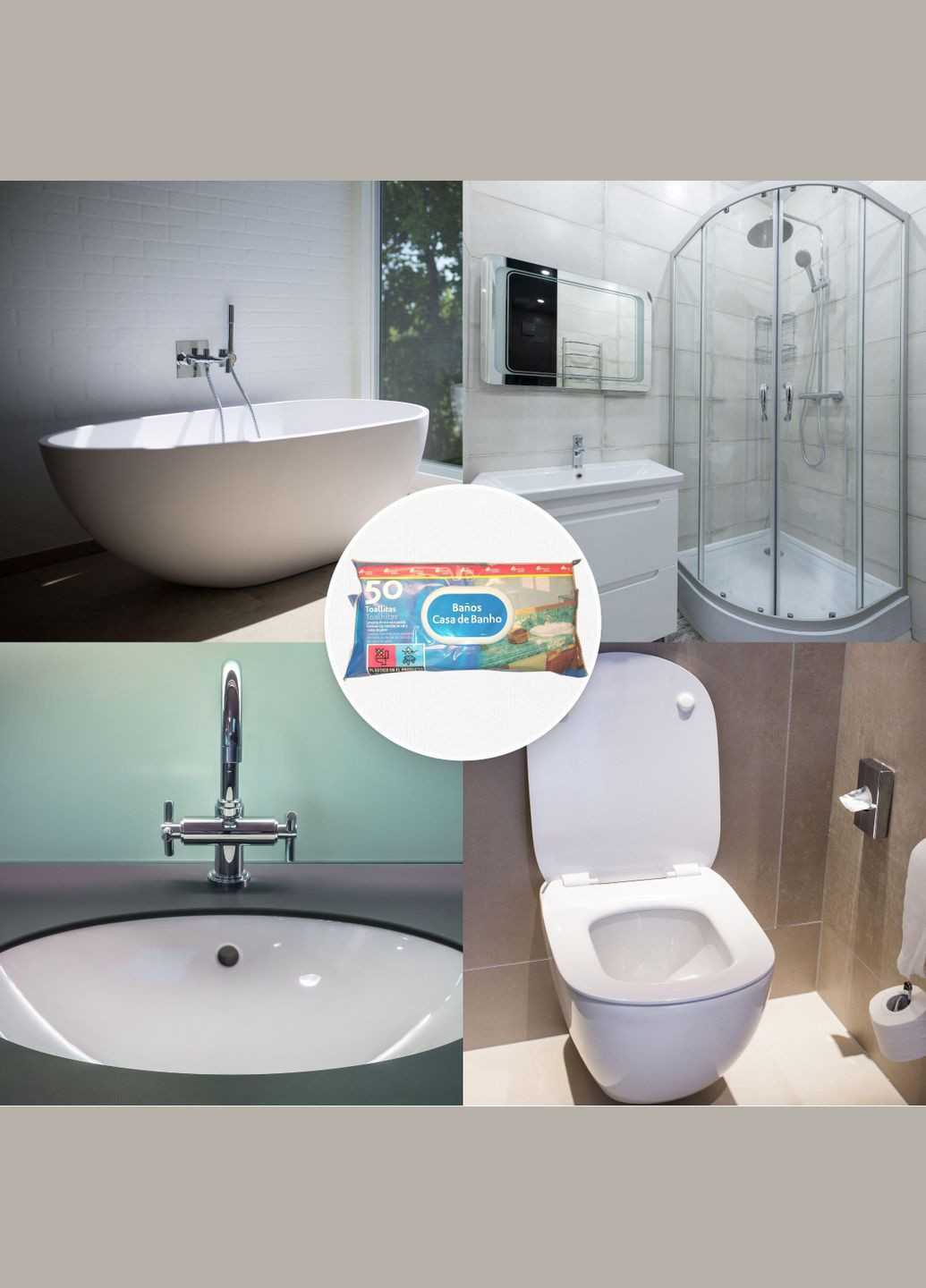 Салфетки чистящие влажные для поддержания чистоты в Ванной комнате 50 шт. BOSQUE VERDE Baños Casa de Banho Deliplus (305200735)