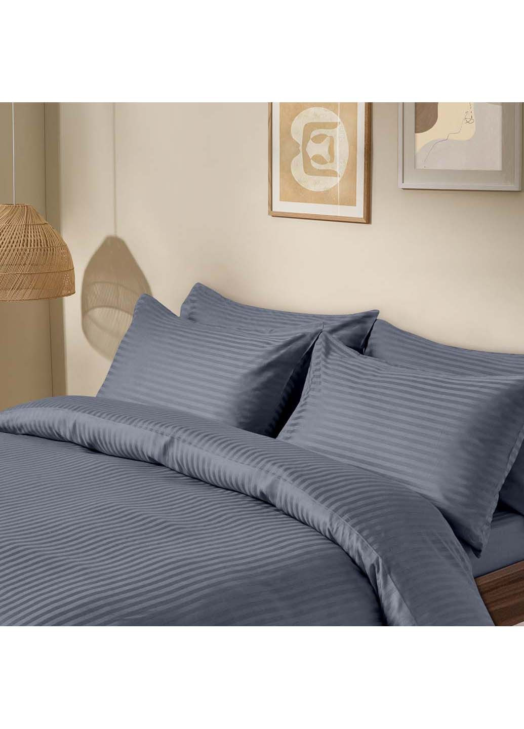 Двуспальная постель сатин с простыней на резинке STEEL CS1 180х220 см Cosas (307477891)