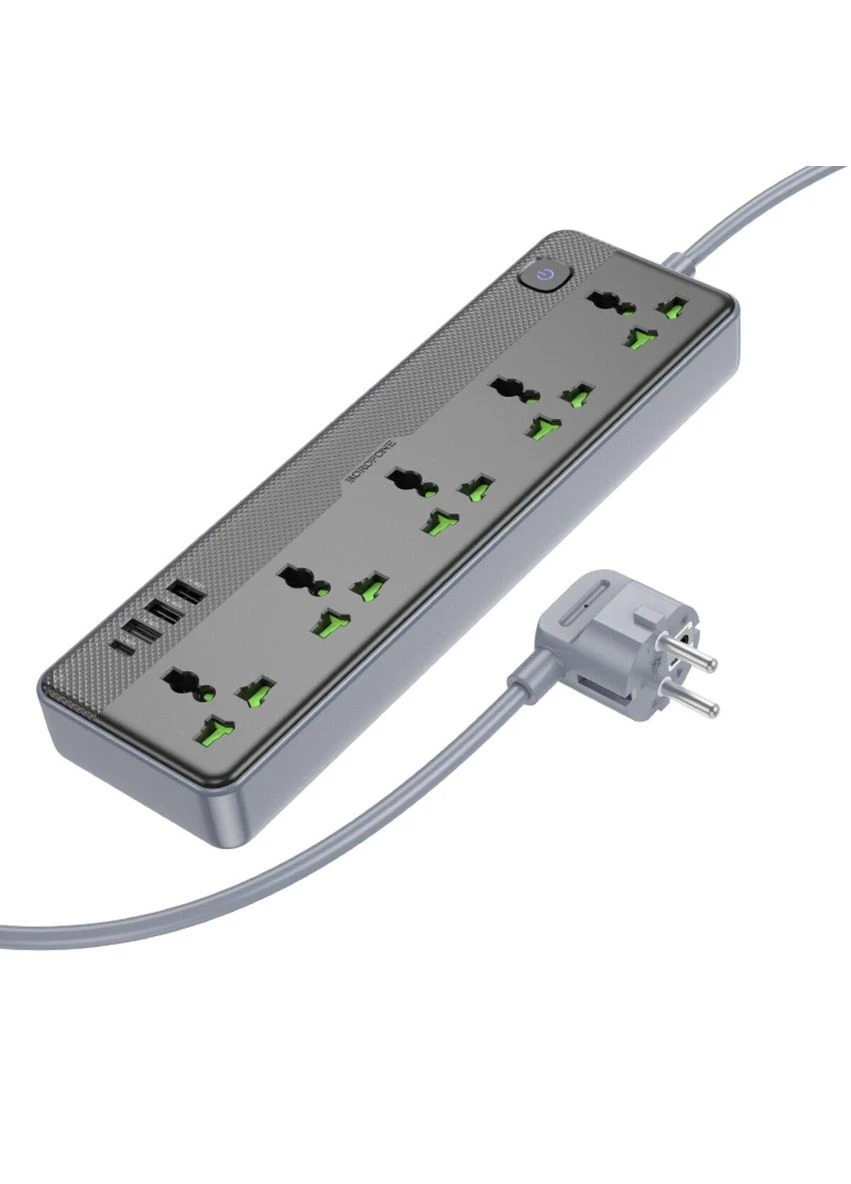 Мережевий подовжувач BAC4A Lord 5 position socket(1C3A)(EU) Black (6941991111488) Borofone (322578491)
