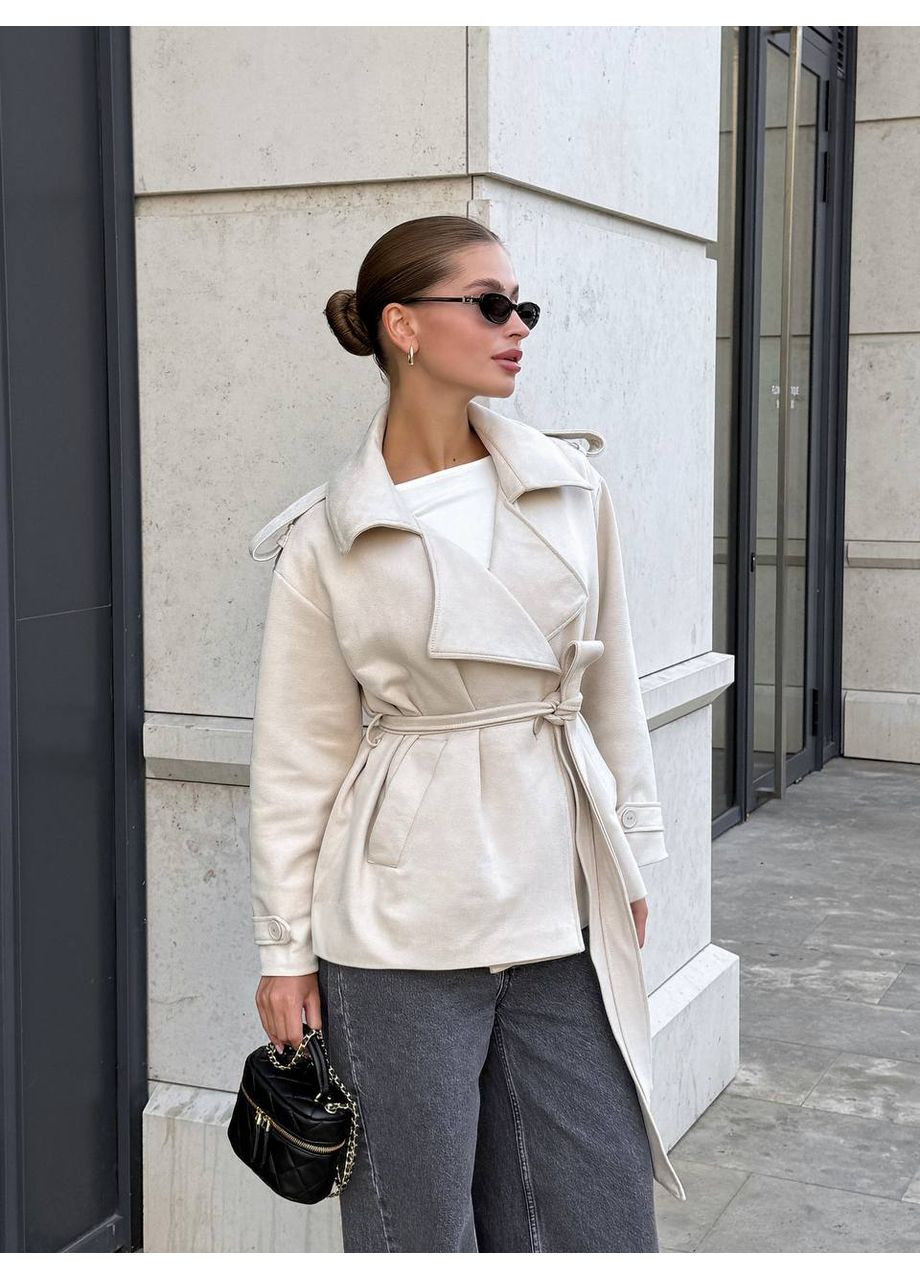 Жіночий замшевий тренч Україна тренчкот без застібки демісезон (360548424)