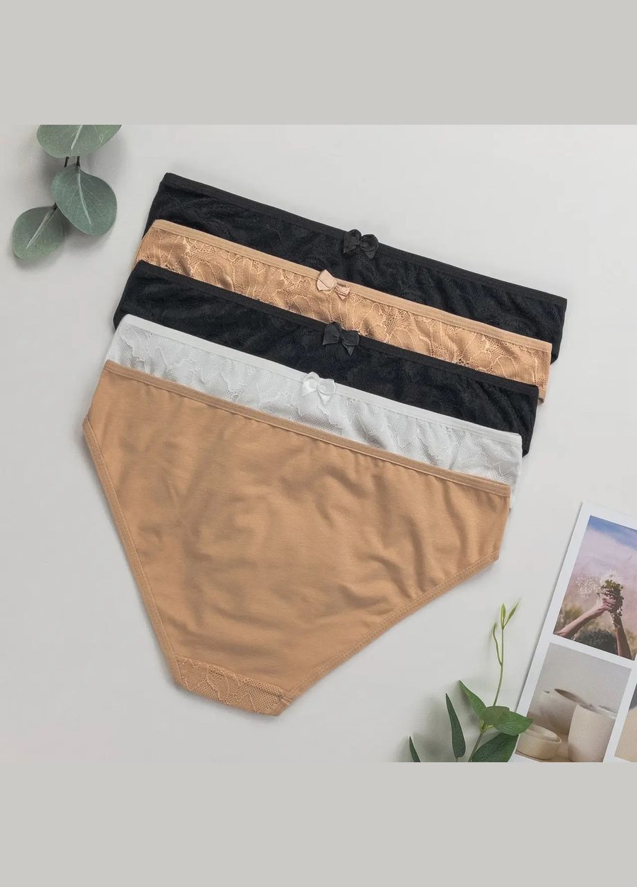 Набір жіночих трусиків-сліпів з мереживом (5 шт одного розміру) Nicoletta (340462329)