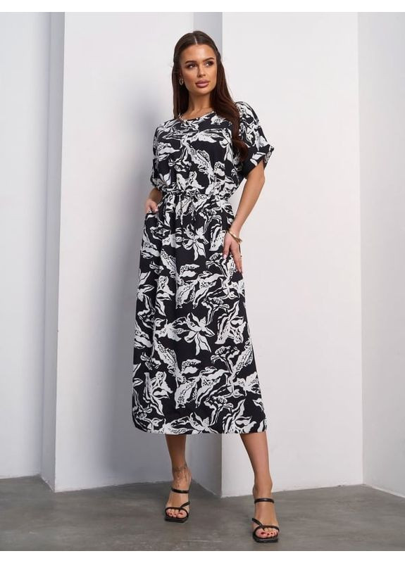 Черное платье sa-612 черное ISSA PLUS однотонное