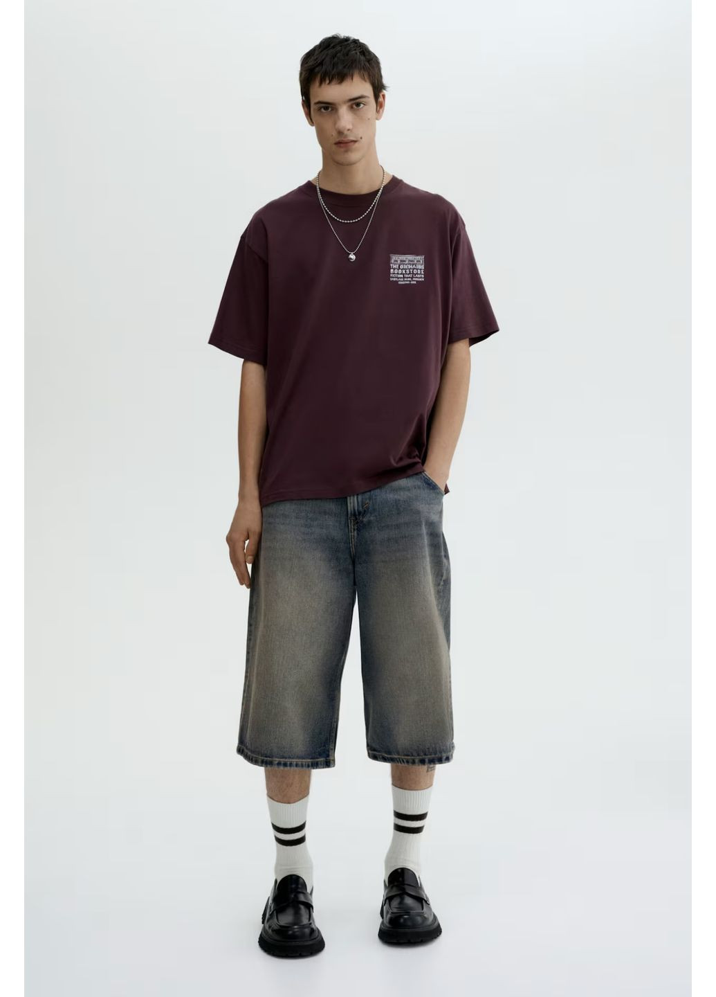 Фиолетовая футболка H&M loose fit