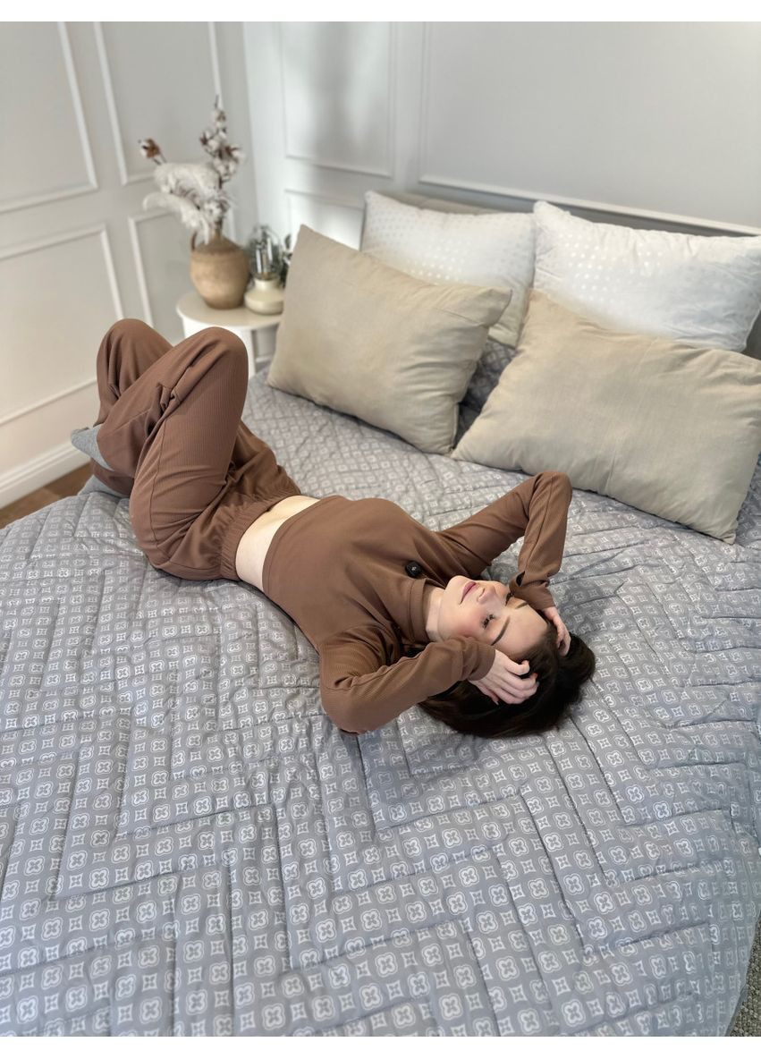 Одеяло полуторное стеганное всесезонное из холофайбера на кнопках 21448 145х210 см серое Leri Max (365719020)