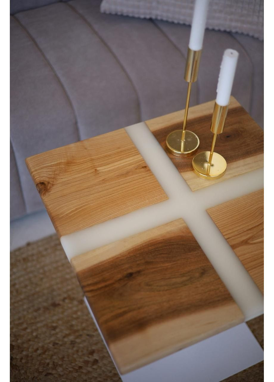 Столик журнальное дерево + эпоксидная смола «Квадрат, крест» 50х50 см (2240045) Vitan (365877232)