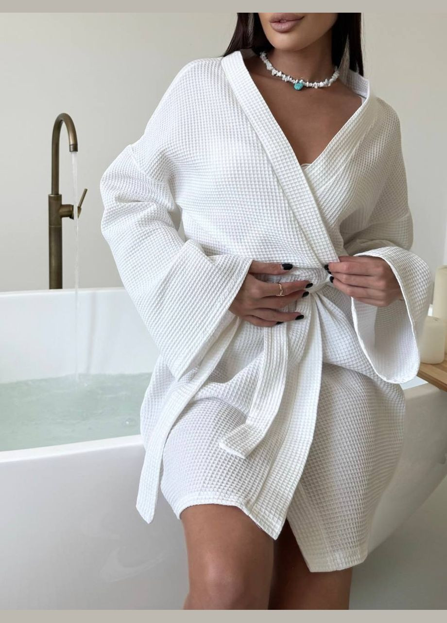 Легкий домашній халат-кімоно з м'якої бавовни вафля No Brand С824/825-1657 (341677031)