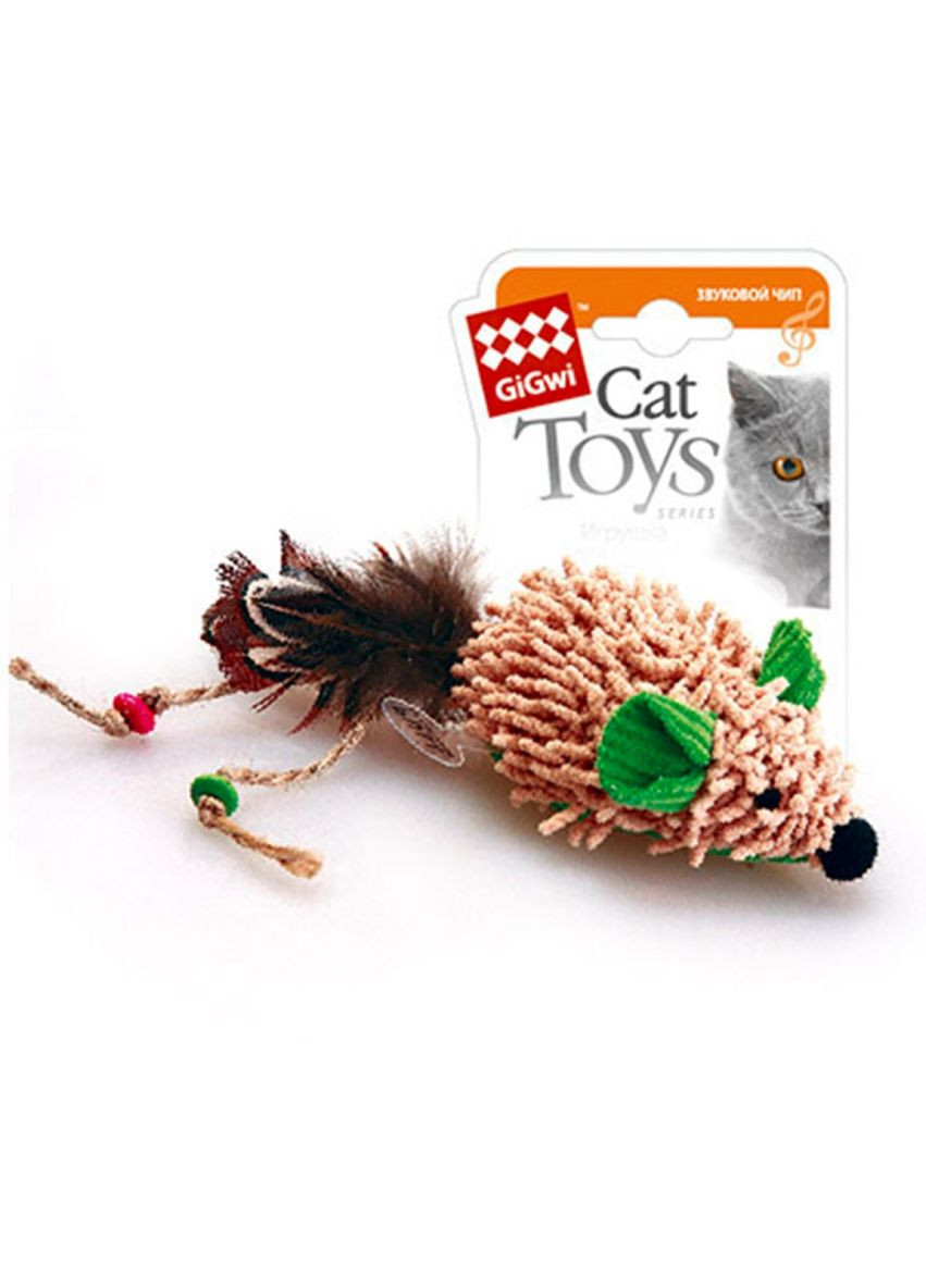 Іграшка для котів Миша з електронним чипом Melody chaser, текстиль, перо, 7 см (75030) GiGwi (279566490)