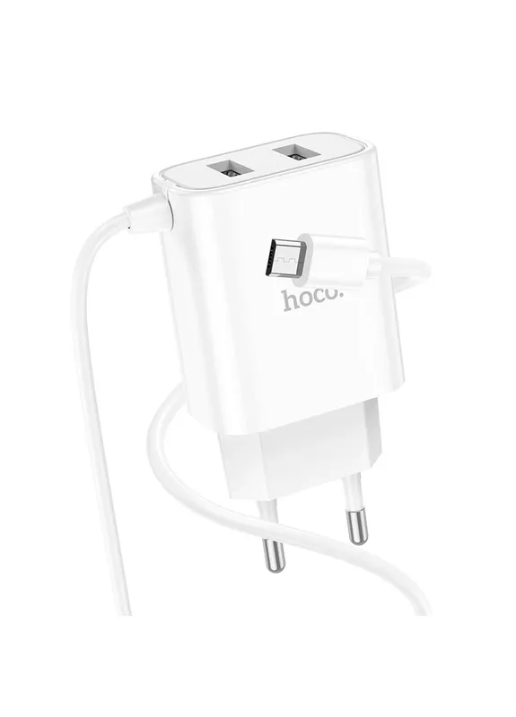 Адаптер мережевий Micro USB Cable Courser dual-port charger C103A |2USB, 2.1A| White Hoco (407903690)