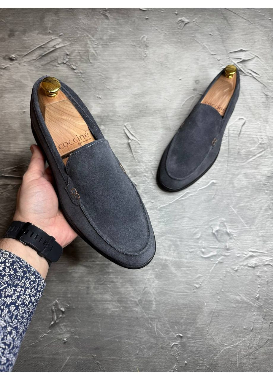 Графитовые туфли лоферы из натуральной замши, внутри кожа. Україна