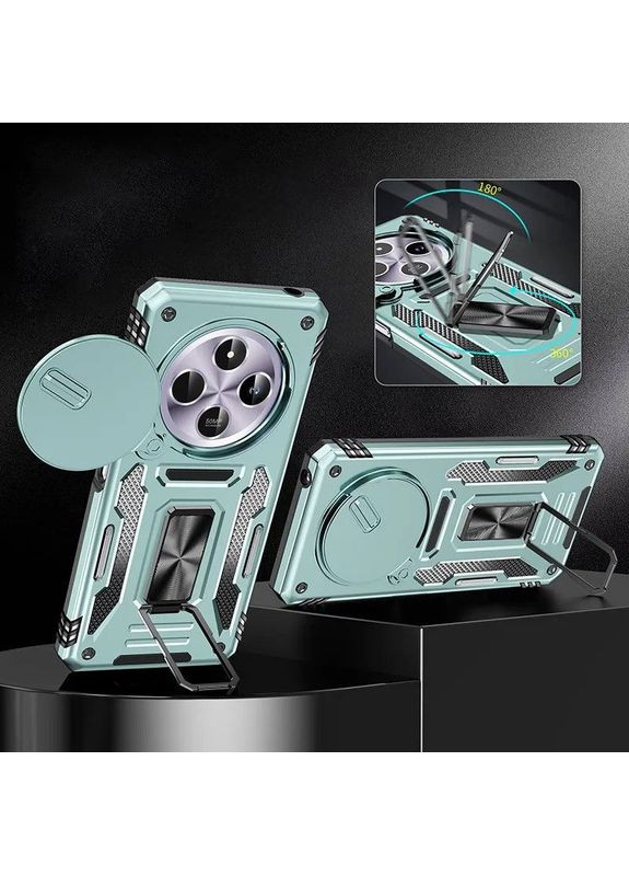 Ударостійкий чохол Camshield Army Ring з кільцем для Xiaomi Redmi 14C / A4 / Poco C75 Бірюзовий Epik (372499386)