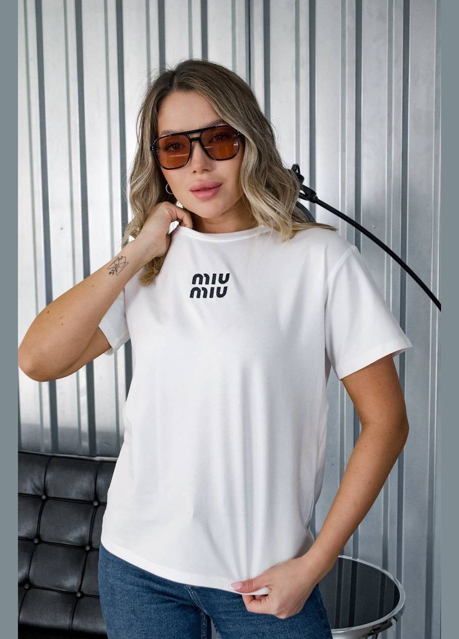 Базова футболка на кожен день з вишивкою «MIU MIU» No Brand - (331322010)