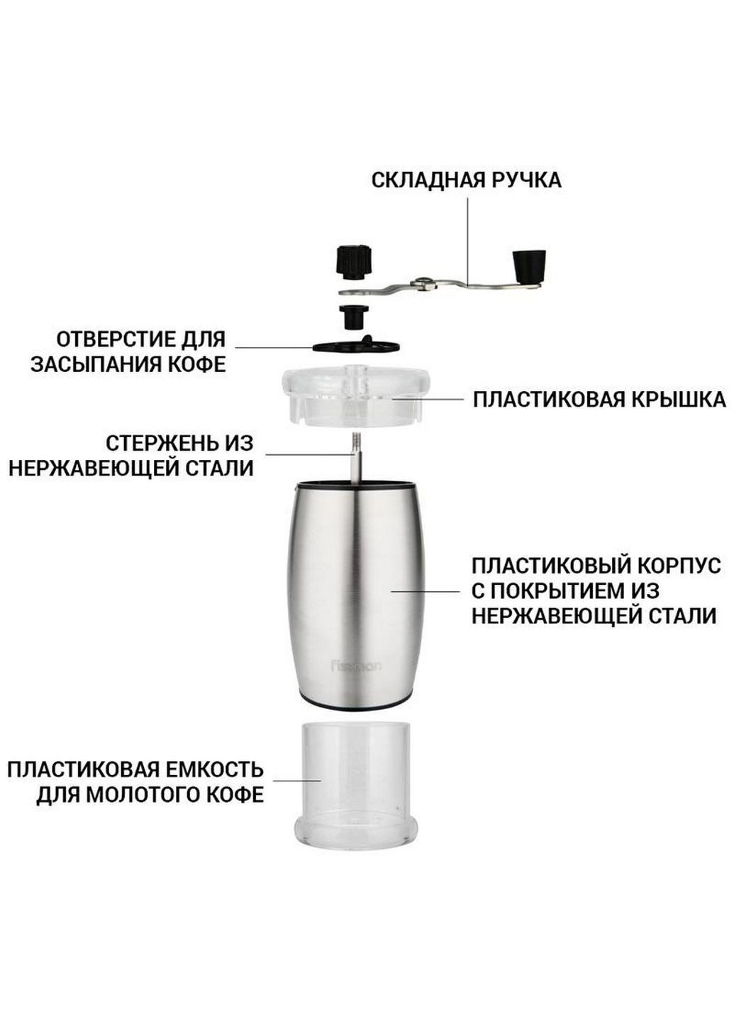 Кофемолка ручная с керамическими жерновами Fissman (282590112)