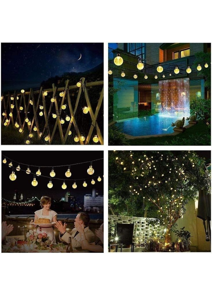 Вулична світлодіодна гірлянда на сонячній батареї "Кришталеві кулі", 50 куль, 8 режимів освітлення SunLamp (356893738)