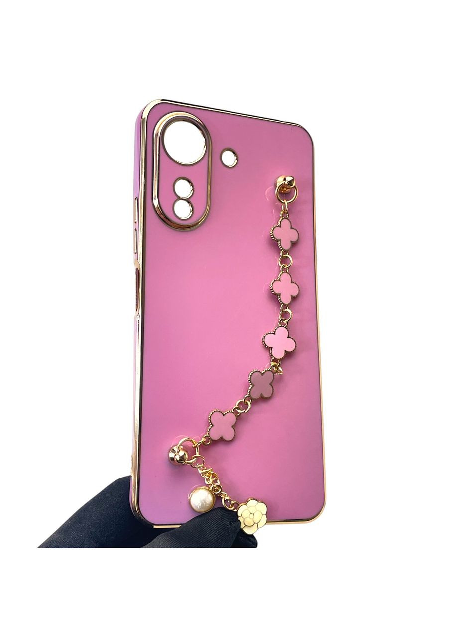 Чохол для телефона Redmi 13C жіночій із ремінцем з прикрасами та золотою окантовкою на сяомі редмі 13с чорничний gs1 Xiaomi (366388574)