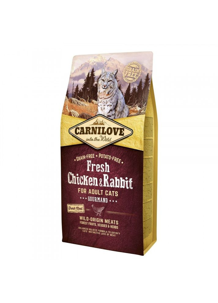 Сухой корм Fresh Chicken & Rabbit для взрослых кошек, курица и кролик, 6 кг Carnilove (365722229)